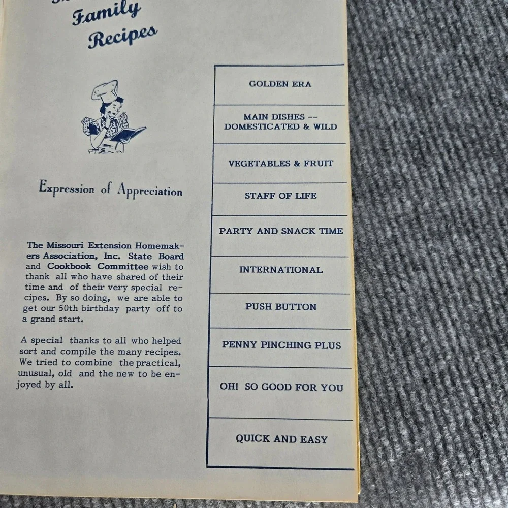 MEHA Cooks Yesterday Today Tomorrow 50th Anniversary Cookbook Missouri Extention
